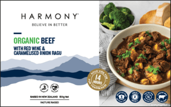 Harmony Organic Beef in Red Wine & Onion Ragu 550g- Ready to Heat NEW